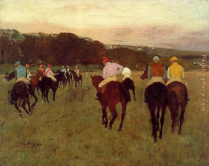 Racehorses at Longchamp painting - Edgar Degas Racehorses at Longchamp art painting